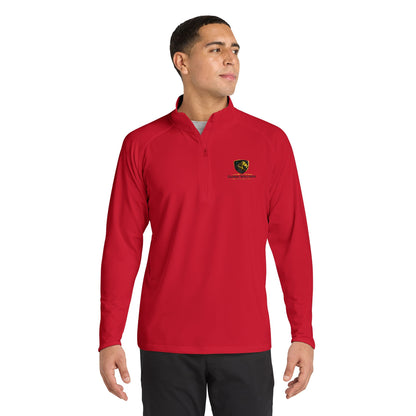 Embroidered Lion Crest Quarter-Zip Pullover — Men's Performance Top