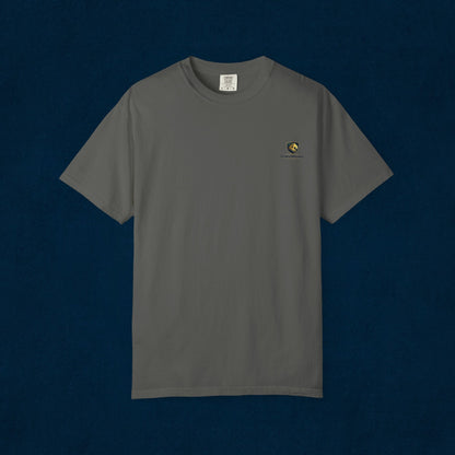 Minimal Cream T‑Shirt with Small Shield Logo — Casual Everyday Tee