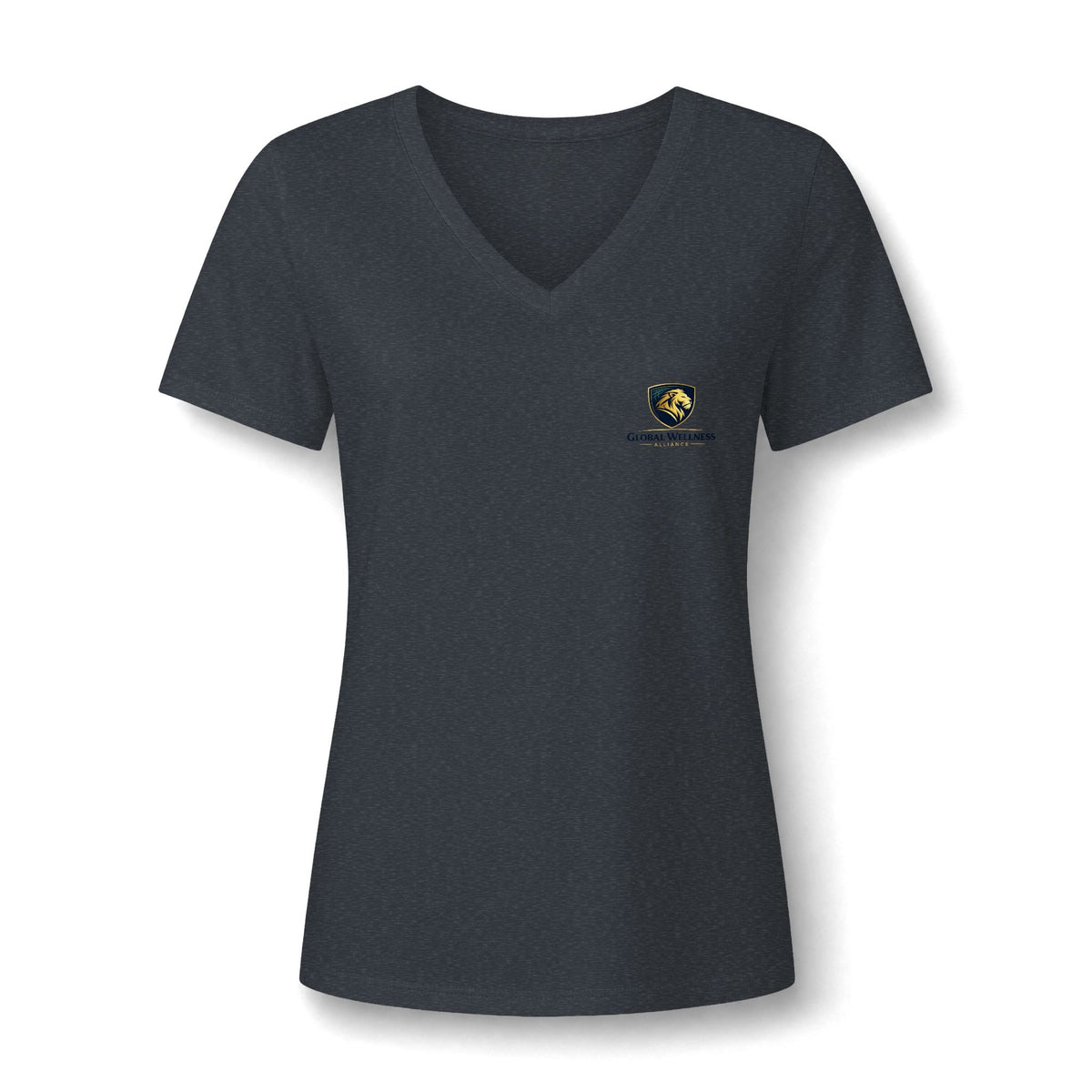 Women's V-Neck Tee — Small Chest Crest Graphic