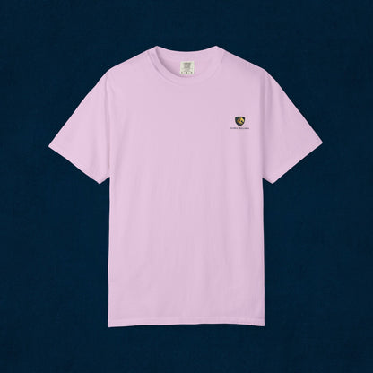 Minimal Cream T‑Shirt with Small Shield Logo — Casual Everyday Tee