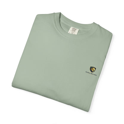 Minimal Cream T‑Shirt with Small Shield Logo — Casual Everyday Tee