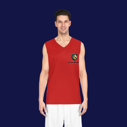 Red Basketball Jersey – Global Wellness Lion Logo Athletic Tank