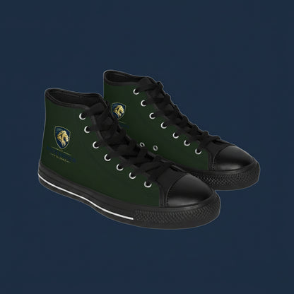 High-Top Sneakers — Green Lion Crest Casual Shoes