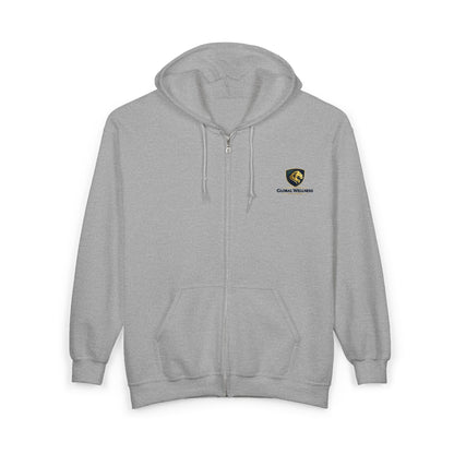 Full-Zip Hoodie with Small Crest Logo - Classic Black Zip-Up Sweatshirt