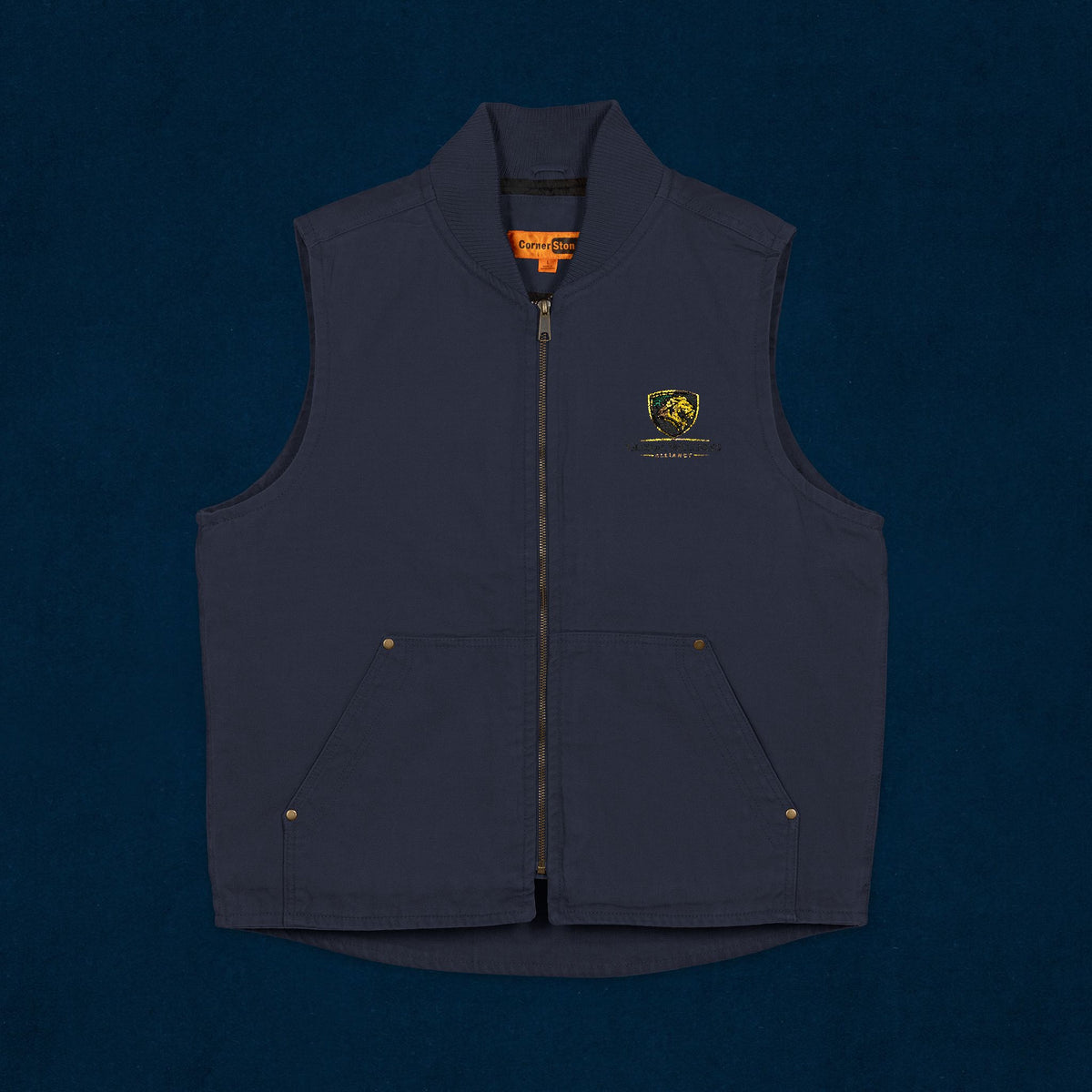 Embroidered Washed Duck Cloth Work Vest — Durable Utility Vest with Chest Logo
