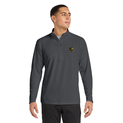 Embroidered Lion Crest Quarter-Zip Pullover — Men's Performance Top