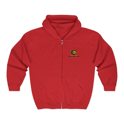 Full-Zip Hooded Sweatshirt — Classic Shield Logo "Golden Wolves"