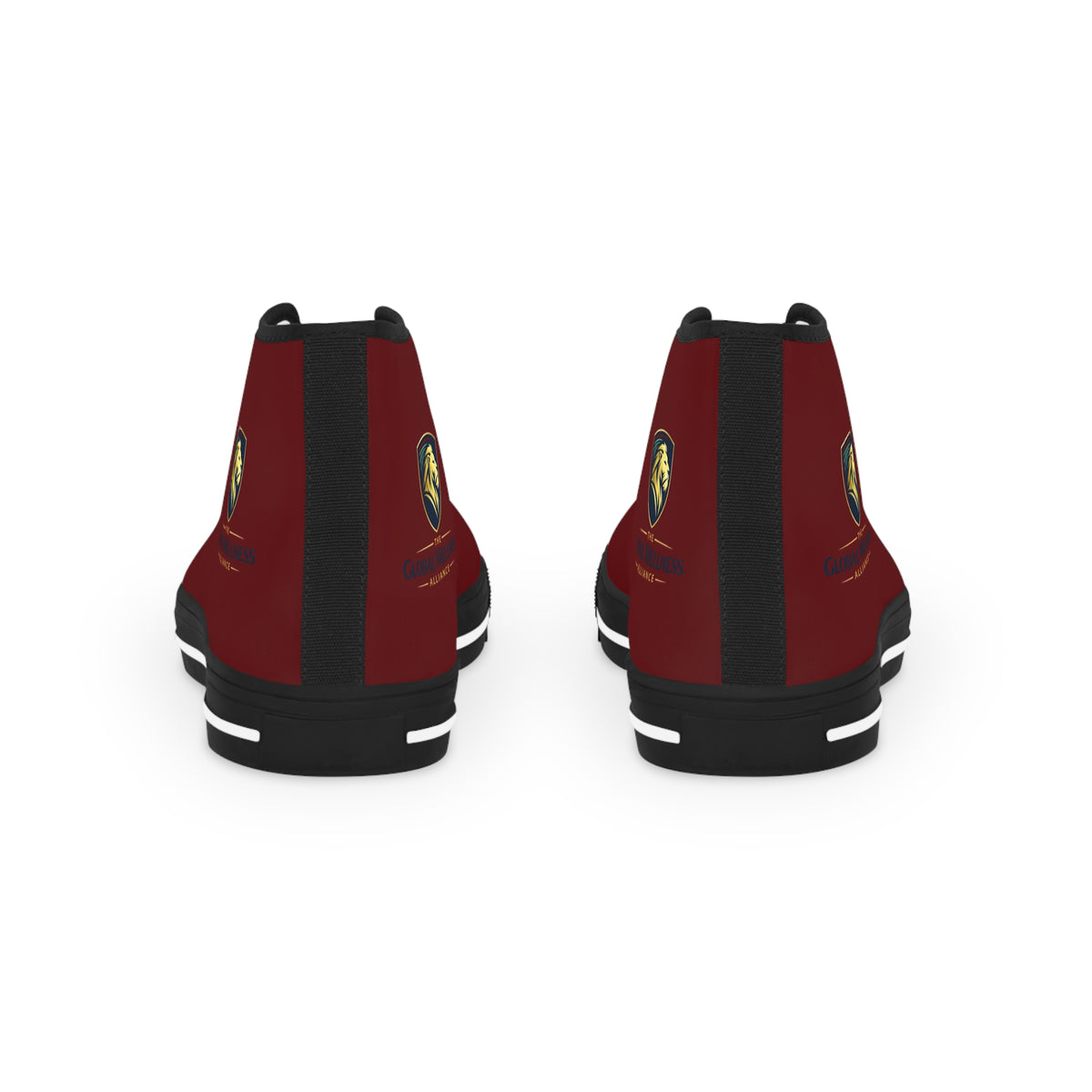High Top Sneakers — Burgundy Athletic Canvas Shoes for Men