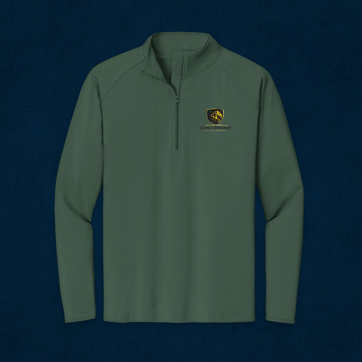 Embroidered Lion Crest Quarter-Zip Pullover — Men's Performance Top