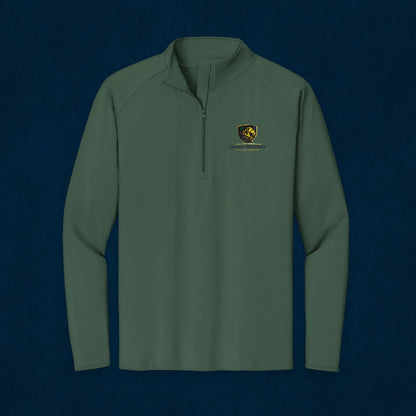 Embroidered Lion Crest Quarter-Zip Pullover — Men's Performance Top
