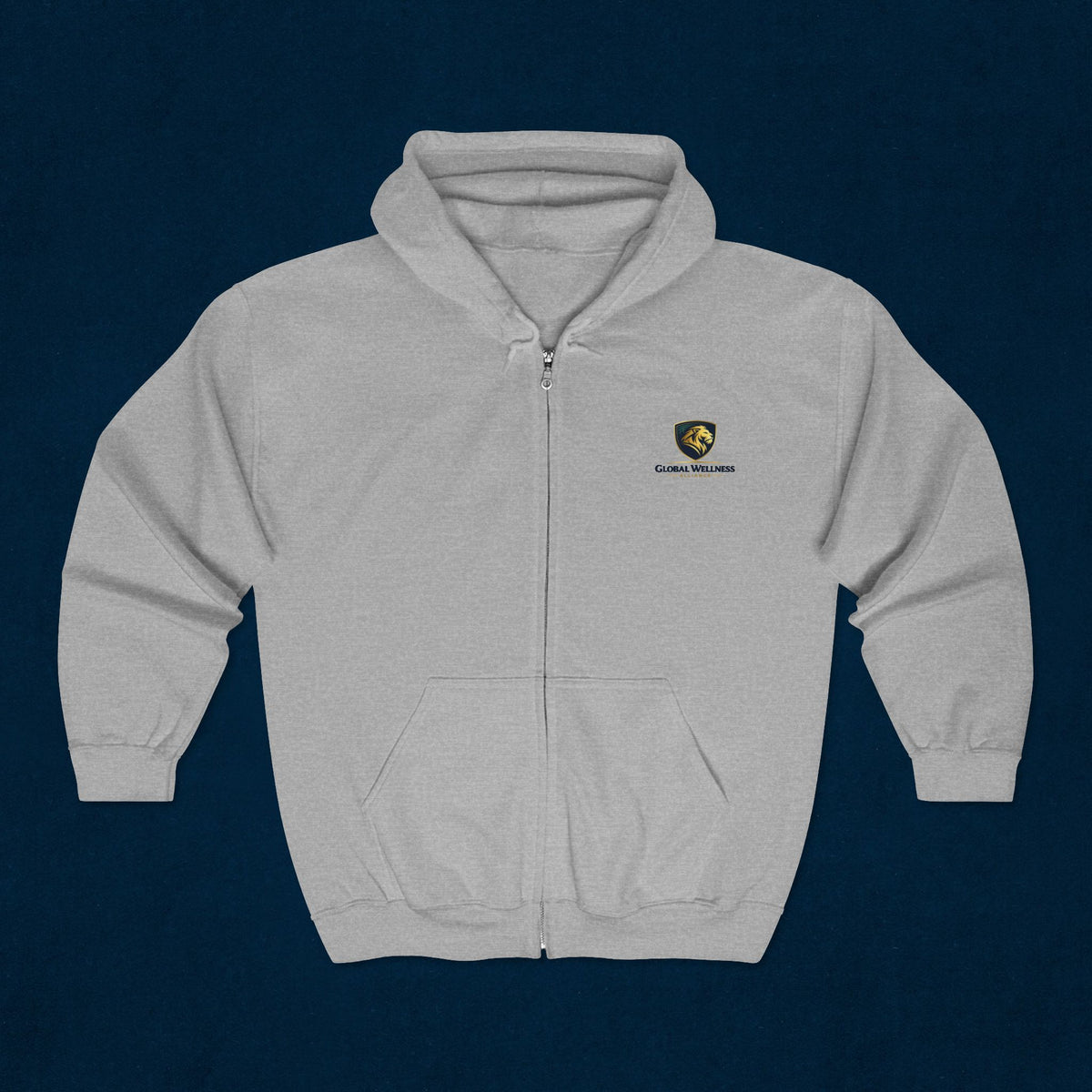 Full-Zip Hoodie with Small Crest Logo - Classic Black Zip-Up Sweatshirt