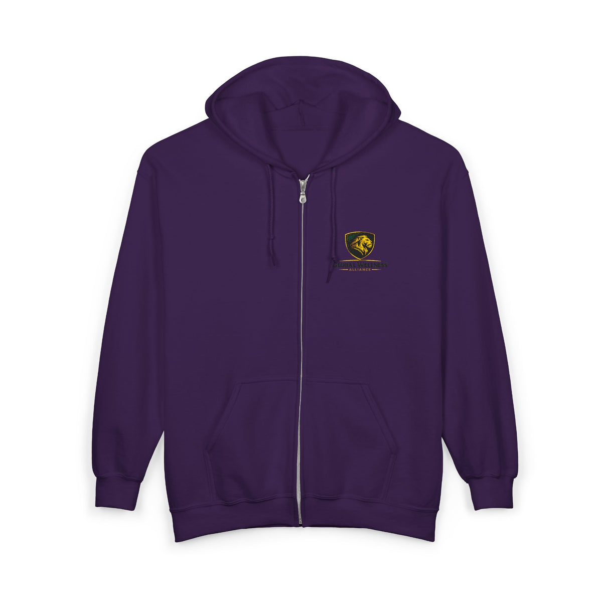 Full-Zip Hooded Sweatshirt — Classic Shield Logo "Golden Wolves"