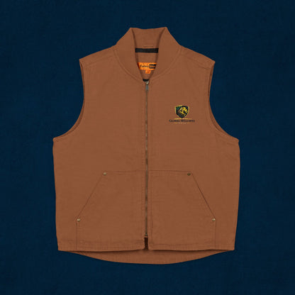 Embroidered Washed Duck Cloth Work Vest — Durable Utility Vest with Chest Logo
