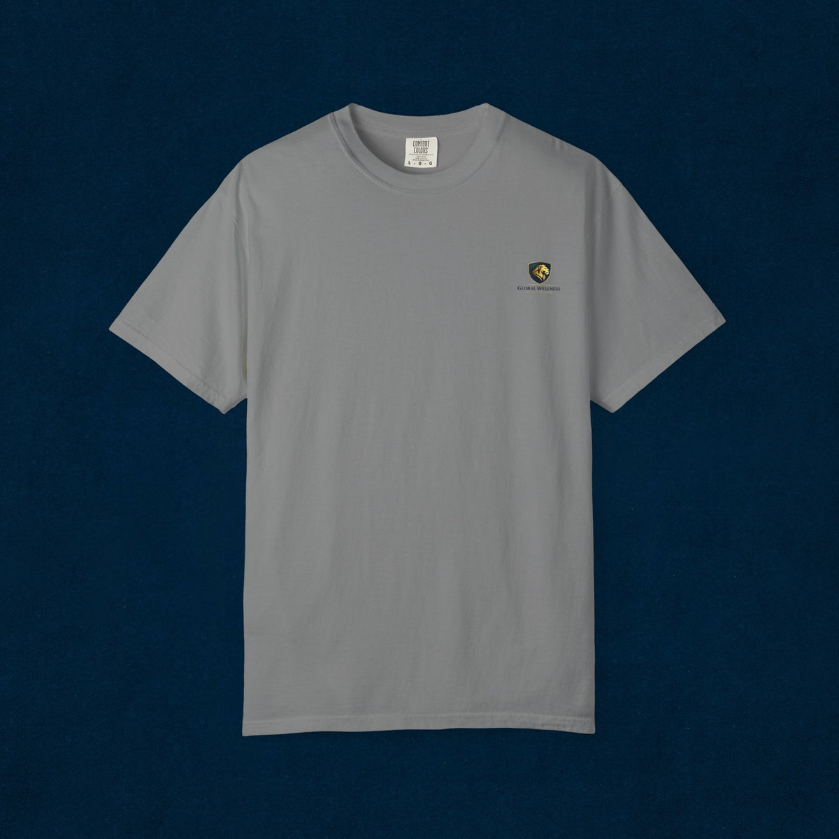 Minimal Cream T‑Shirt with Small Shield Logo — Casual Everyday Tee