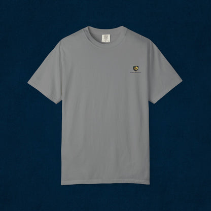 Minimal Cream T‑Shirt with Small Shield Logo — Casual Everyday Tee