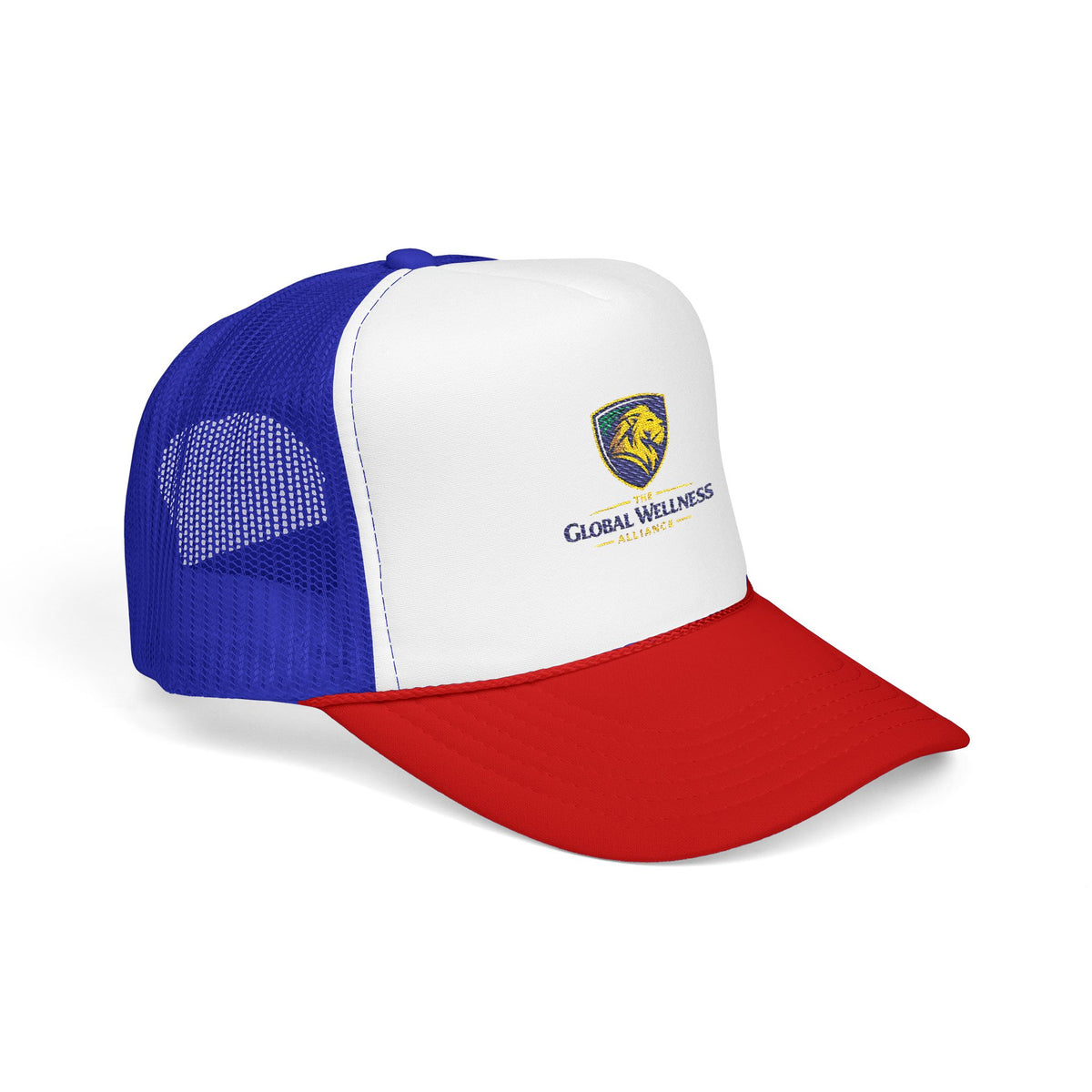 Global Wellness Alliance Trucker Hat — Embroidered Shield Logo Foam Cap