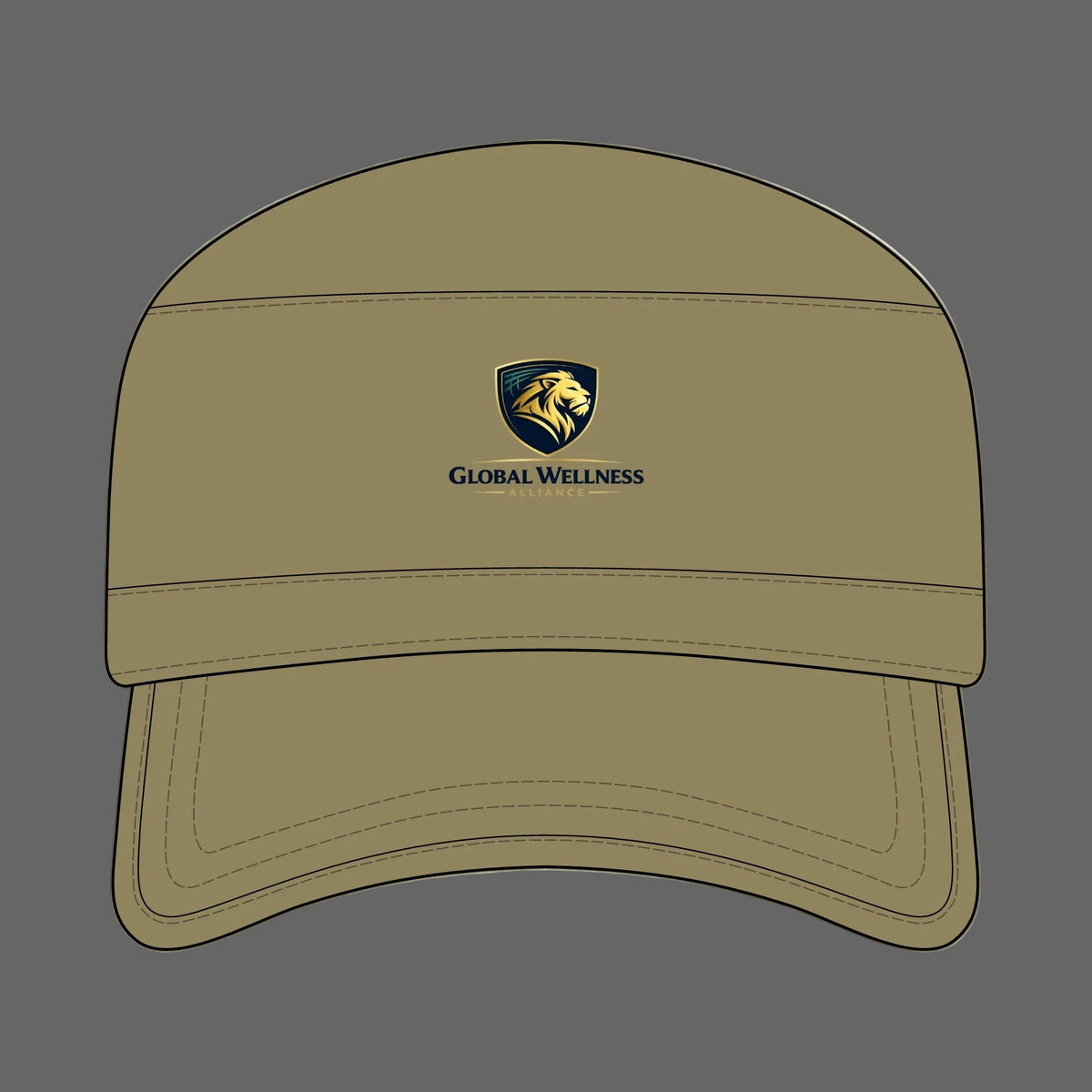 Global Wellness Corps Cap — Lion Shield Embroidered Military-Style Hat