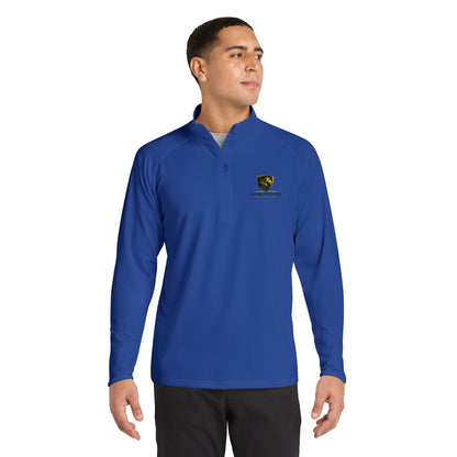 Embroidered Lion Crest Quarter-Zip Pullover — Men's Performance Top