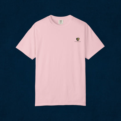 Minimal Cream T‑Shirt with Small Shield Logo — Casual Everyday Tee