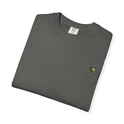 Minimal Cream T‑Shirt with Small Shield Logo — Casual Everyday Tee
