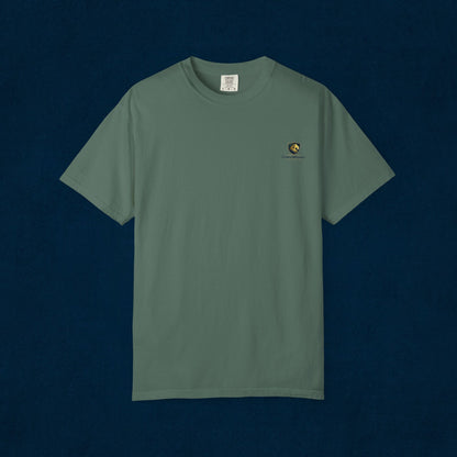 Minimal Cream T‑Shirt with Small Shield Logo — Casual Everyday Tee