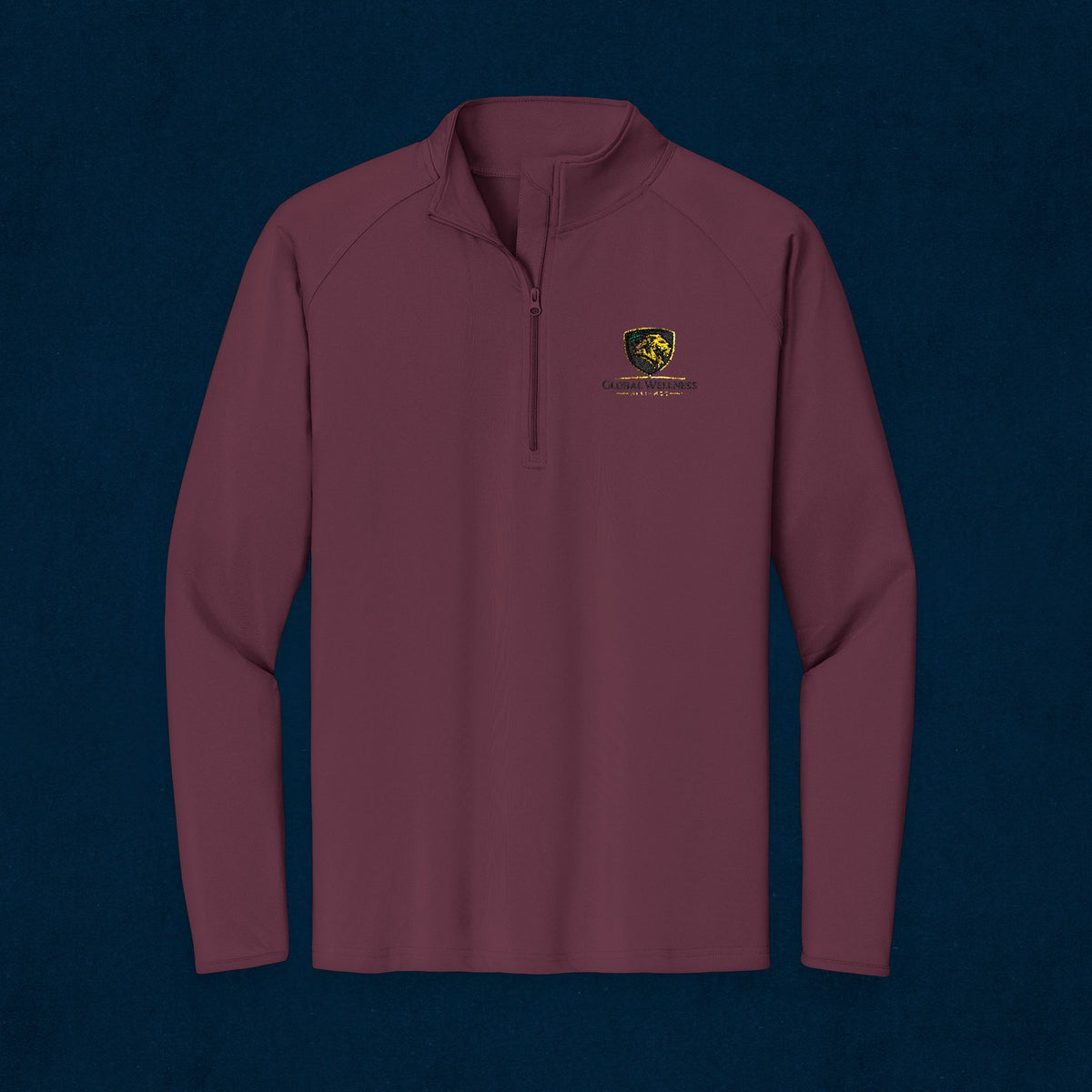 Embroidered Lion Crest Quarter-Zip Pullover — Men's Performance Top