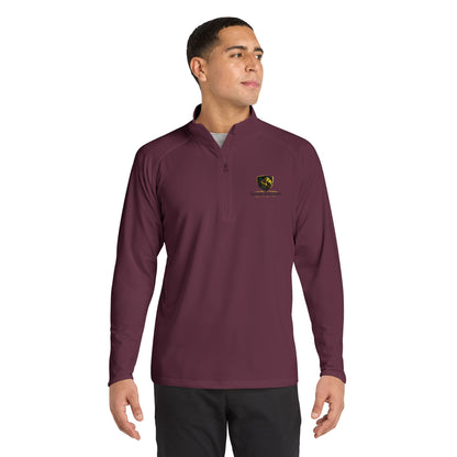 Embroidered Lion Crest Quarter-Zip Pullover — Men's Performance Top