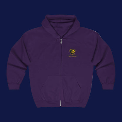 Full-Zip Hooded Sweatshirt — Classic Shield Logo "Golden Wolves"
