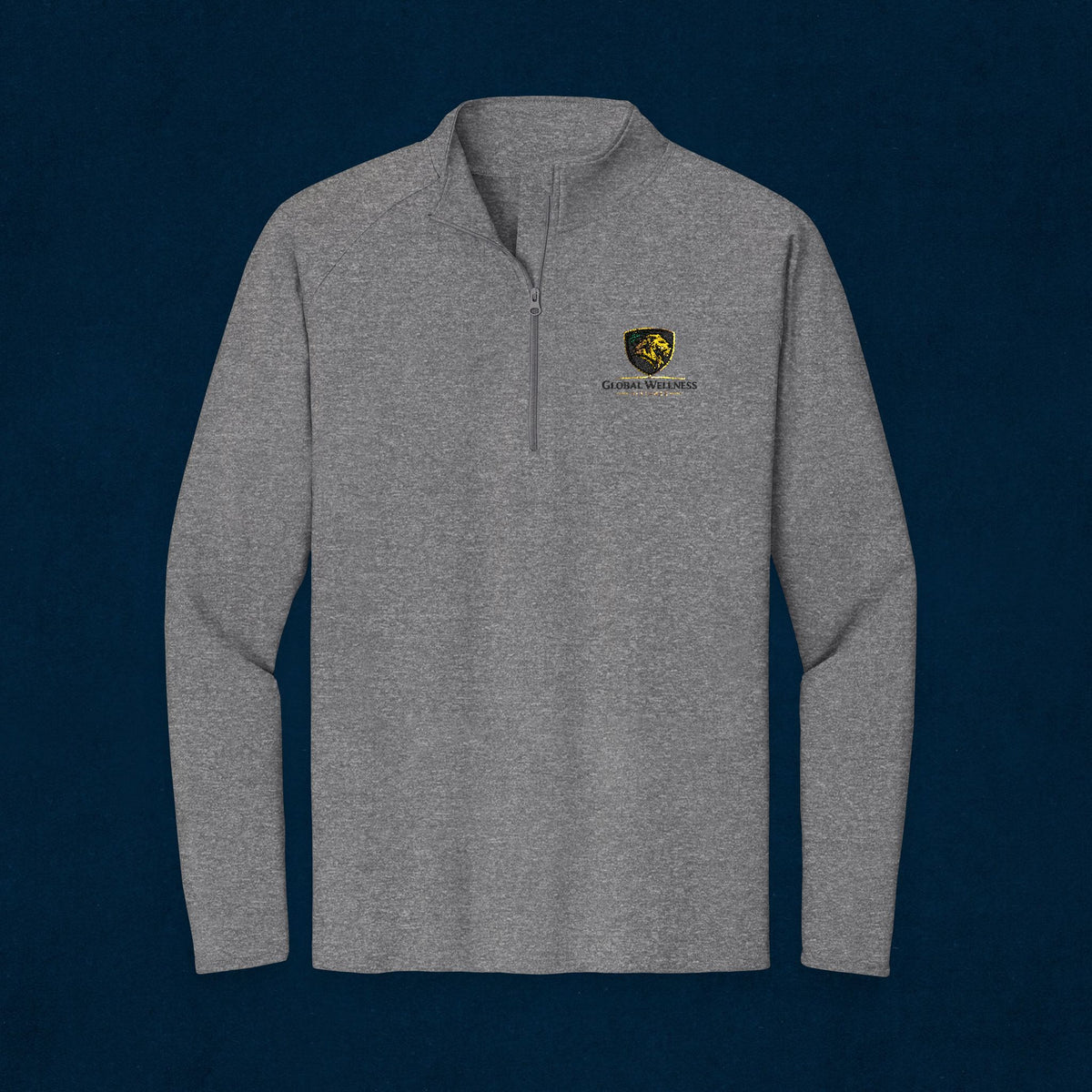 Embroidered Lion Crest Quarter-Zip Pullover — Men's Performance Top