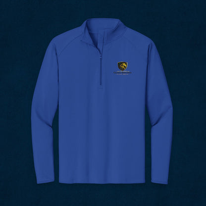 Embroidered Lion Crest Quarter-Zip Pullover — Men's Performance Top