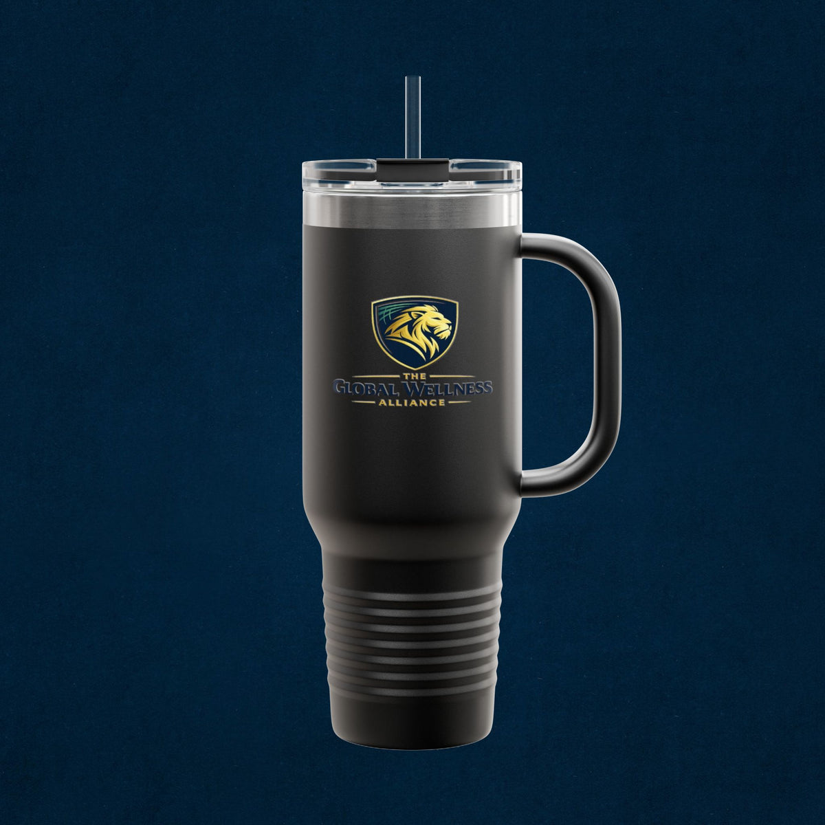 40oz Insulated Travel Mug with Handle — Red Stainless Steel Tumbler, Travel Coffee Cup