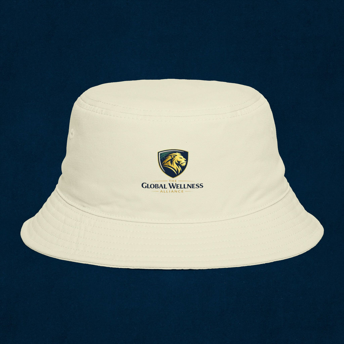 Brown Bucket Hat with Gold Crest Logo — Global Wellness Academy Embroidered Sun Hat