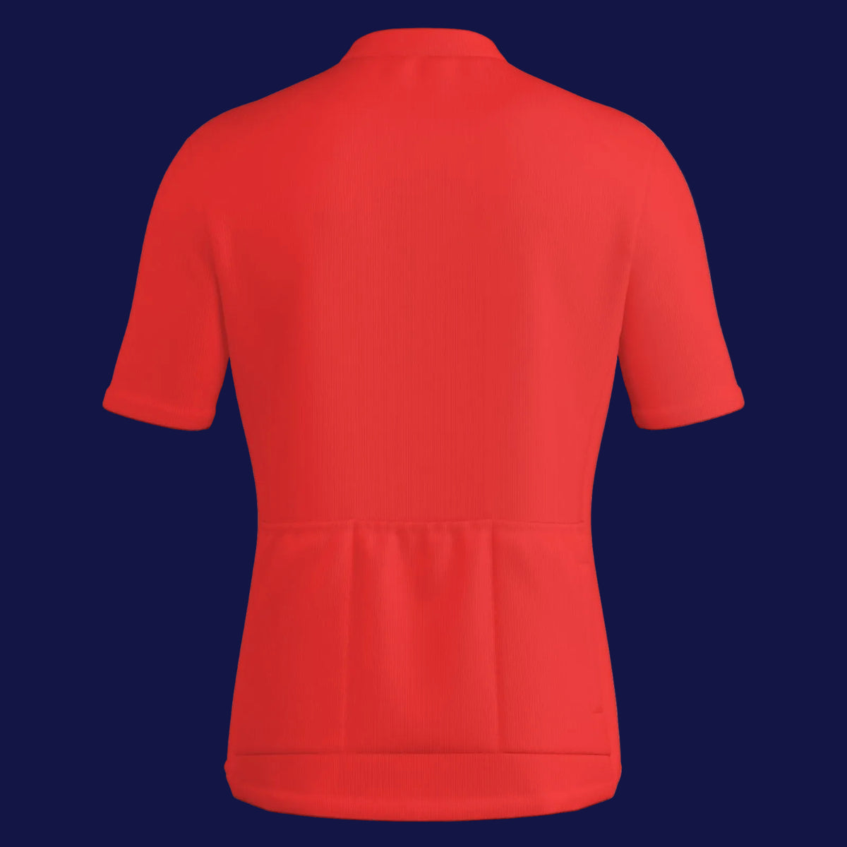 Back view of all-over print men's cycling jersey, stylish and functional for cycling enthusiasts.